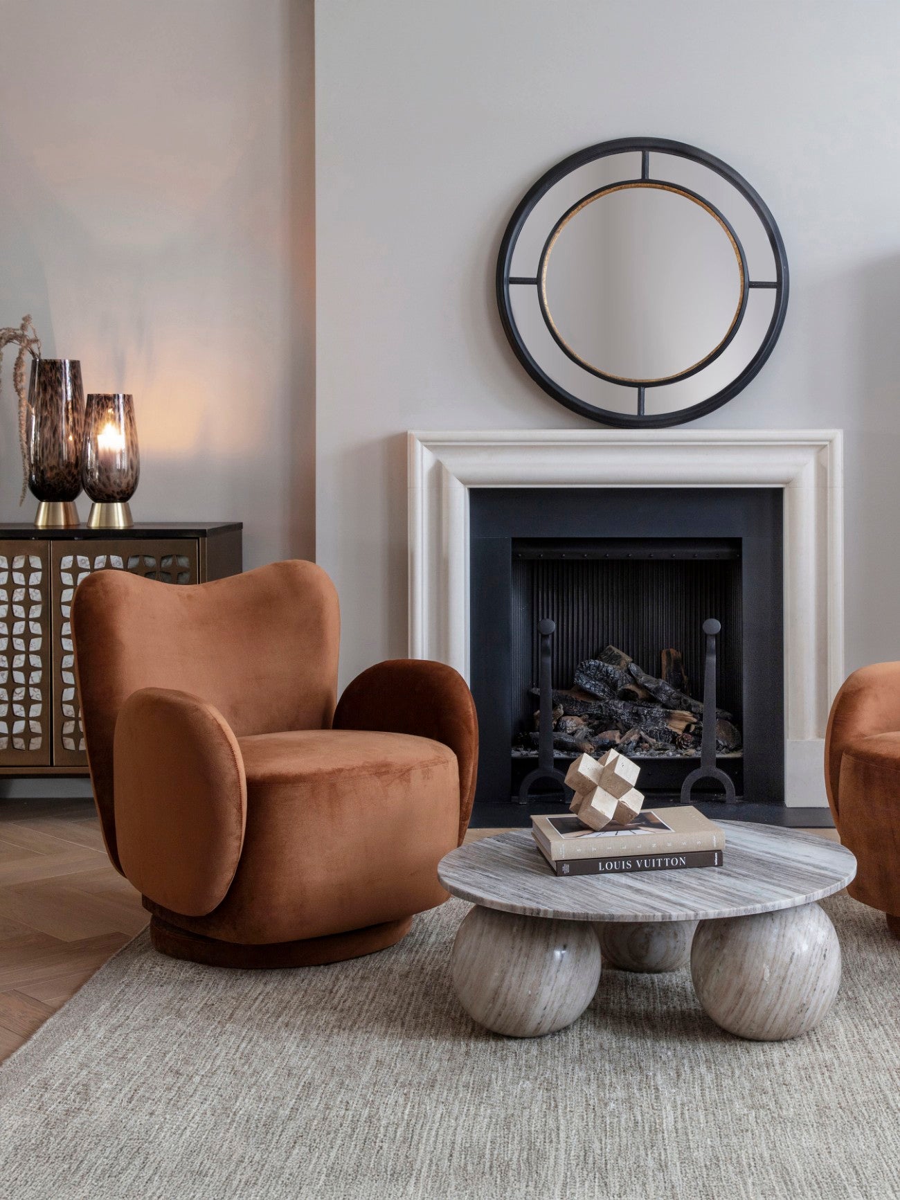 Bingham Soft Caramel Brown Velvet Swivel Chair